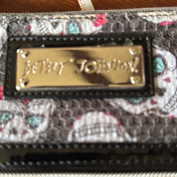 Betsey Johnson Black, pink, turquoise and gray Sequin Skull Bag VINTAGE - Picture 9 of 10